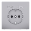 Schuko Steckdose mit USB Ladegerät, Edelstahl, System Design