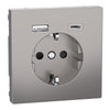 Schuko Steckdose mit USB Ladegerät, Nickelmetallic, System Design