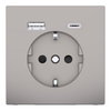 Schuko Steckdose mit USB Ladegerät, Nickelmetallic, System Design