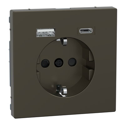 Schuko Steckdose mit USB Ladegerät, Moccametallic, System Design
