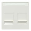 Zentralplatte für Modular Jack 2fach mit Schriftfeld und Staubschutzschieber, polarweiß glänzend, System M