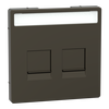 Zentralplatte für Modular Jack 2fach mit Schriftfeld und Staubschutzschieber, Moccametallic, System Design