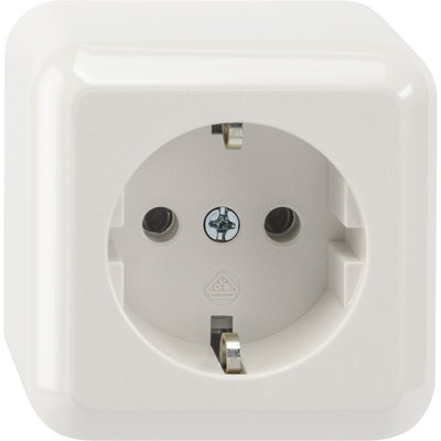 SCHUKO-Steckdose, Steckklemmen, polarweiß, AUFPUTZ