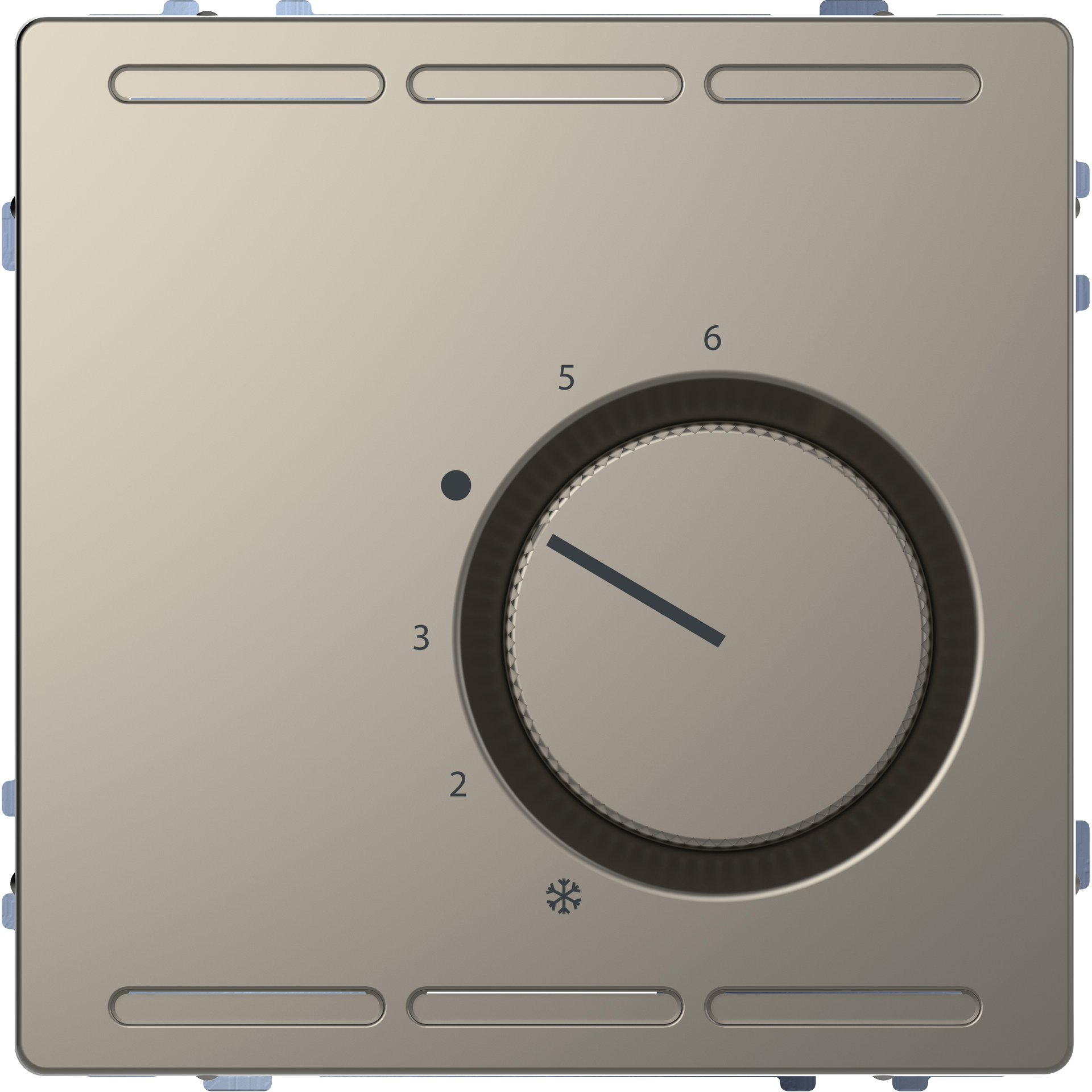 Raumtemperaturregler 230V mit Wechselkontakt und Zentralplatte, Nickelmetallic, System Design