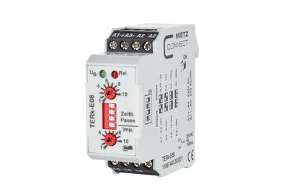 TERk-E08, 230 V AC, 24 V AC/DC tp 0,15-800 s, ti 0,1 min-10 h