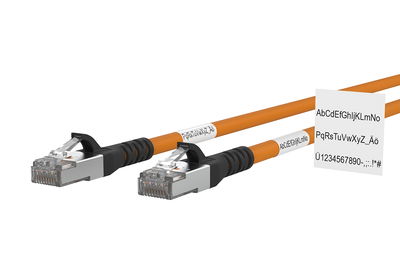 Patchkabel Cat.6A AWG 26 2,0 m orange-schwarz mit Wickeletikett