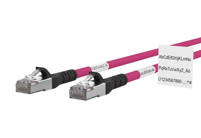 Patchkabel Cat.6A AWG 26 5,0 m violett-schwarz mit Wickeletikett