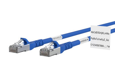 Patchkabel Cat.6A AWG 26 5,0 m blau mit Wickeletikett