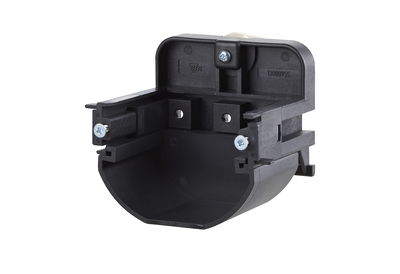 Montagehalter für Anschlussdosen Tragschienenbefestigung - Einbau waagrecht 55 mm, mit Trennschale
