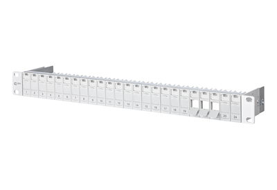 Keystone 19 Zoll Modulträger 1HE 24 Port lichtgrau unbestückt, geschirmt