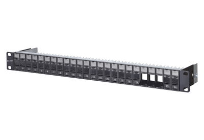 Keystone 19 Zoll Modulträger 1HE 24 Port schwarz unbestückt, geschirmt