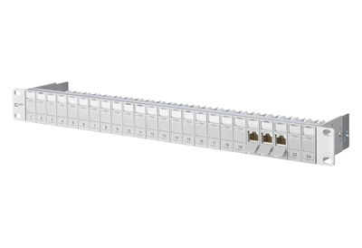 E-DAT modul 24x8(8) 1HE Patchfeld Cat.6A, lichtgrau