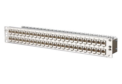 E-DAT modul 48x8(8) 1,5HE Patchfeld Cat.6A, Edelstahl