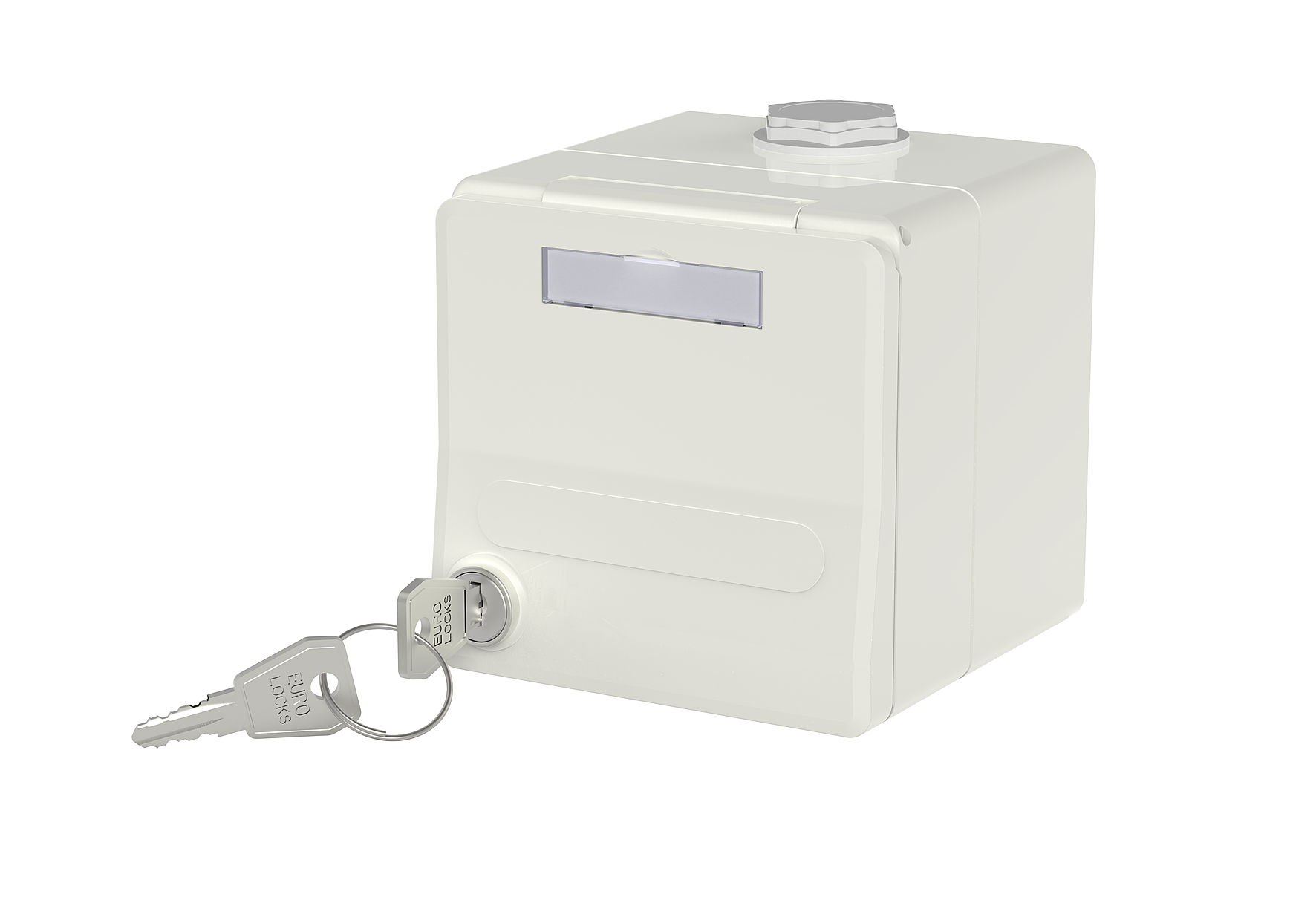 IP44 Modul-Aufputz-Gehäuse mit Klappdeckel und Schloss, reinweiß, 2 Port unbestückt für MC Modul