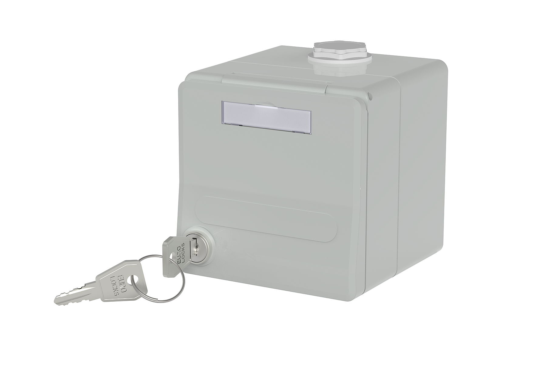 IP44 Modul-Aufputz-Gehäuse mit Klappdeckel und Schloss, grau, 2 Port unbestückt für Keystone