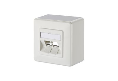 Modul Anschlussdose AP 2 Port unbestückt reinweiß 43 mm
