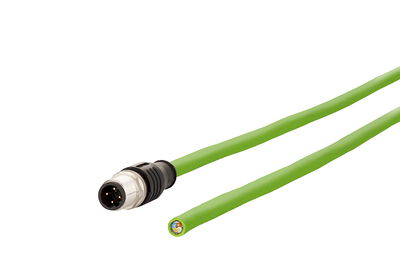 M12 Industrial Ethernet Leitung, D-kodiert, 1,0 m, M12 Stecker gerade - freies Leitungsende, Schleppkette, PUR