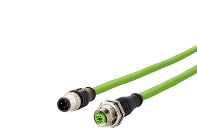 M12 Industrial Ethernet Leitung, D-kodiert, 1,0 m, M12 Stecker gerade - M12 Buchse gerade, Schleppkette, PUR