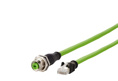 M12 Industrial Ethernet Leitung, D-kodiert, 1,0 m, M12 Buchse gerade - RJ45 Stecker gerade, Schleppkette, PUR