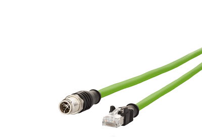 M12 Industrial Ethernet Leitung, X-kodiert, 20,0 m, M12 Stecker gerade - RJ45 Stecker gerade, PUR