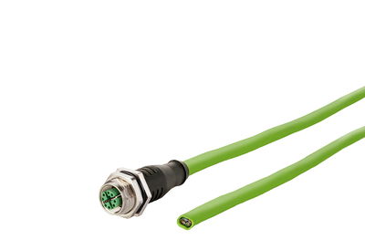 M12 Industrial Ethernet Leitung, X-kodiert, 1,0 m, M12 Buchse gerade - freies Leitungsende, ohne Flansch, PUR
