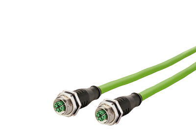 M12 Industrial Ethernet Leitung, X-kodiert, 1,0 m, M12 Buchse gerade - M12 Buchse gerade, ohne Flansch, PUR