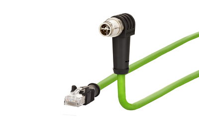 M12 Industrial Ethernet Leitung, X-kodiert, 20,0 m, RJ45 Stecker gerade - M12 Stecker gewinkelt, Kodierung bei 315°, PUR