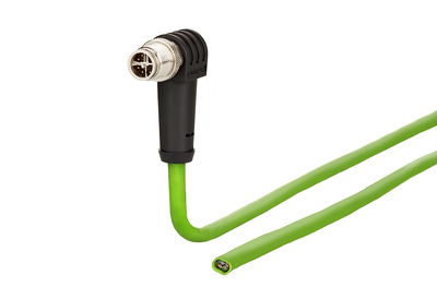 M12 Industrial Ethernet Leitung, X-kodiert, 10,0 m, M12 Stecker gewinkelt - freies Leitungsende, Kodierung bei 225°, PUR