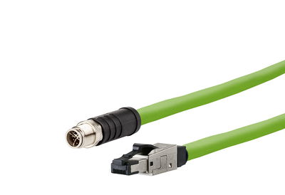 M12 Industrial Ethernet Leitung, X-kodiert, 11,0 m, M12 Stecker gerade - RJ45 Stecker gerade, Schleppkette, PUR