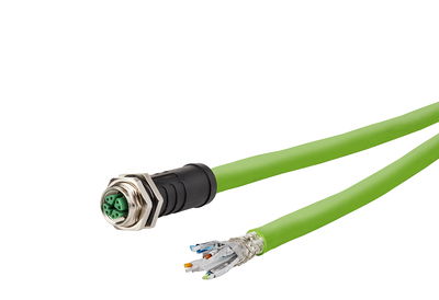 M12 Industrial Ethernet Leitung, X-kodiert, 10,0 m, M12 Buchse gerade - freies Leitungsende, ohne Flansch, Schleppkette, PUR