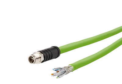 M12 Industrial Ethernet Leitung, X-kodiert, 1,0 m, M12 Stecker gerade - freies Leitungsende, Torsion, PUR