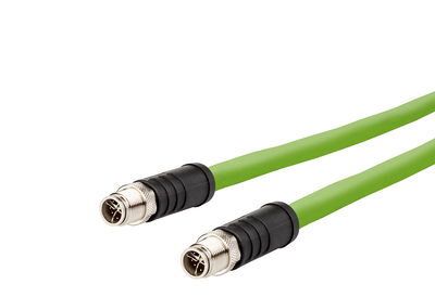 M12 Industrial Ethernet Leitung, X-kodiert, 1,0 m, M12 Stecker gerade - M12 Stecker gerade, Torsion, PUR