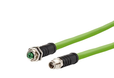 M12 Industrial Ethernet Leitung, X-kodiert, 1,0 m, M12 Buchse gerade - M12 Stecker gerade, Torsion, PUR