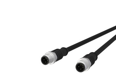 M12 Sensor-/Aktorleitung, A-kodiert, 5,0 m, M12 Stecker gerade - M12 Stecker gerade, ungeschirmt, 4-polig, PUR