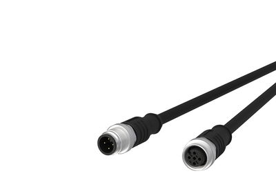 M12 Sensor-/Aktorleitung, A-kodiert, 1,0 m, M12 Stecker gerade - M12 Buchse gerade, ungeschirmt, 4-polig, PUR