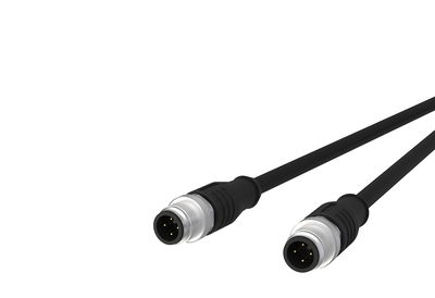 M12 Sensor-/Aktorleitung, A-kodiert, 2,0 m, M12 Stecker gerade - M12 Stecker gerade, geschirmt, 4-polig, PUR-C