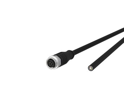 M12 Sensor-/Aktorleitung, A-kodiert, 5,0 m, M12 Buchse gerade - freies Leitungsende, geschirmt, 8-polig, PUR-C