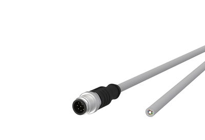 M12 Sensor-/Aktorleitung, A-kodiert, 1,0 m, M12 Stecker gerade - freies Leitungsende, ungeschirmt, 8-polig, PVC