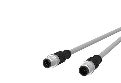 M12 Sensor-/Aktorleitung, A-kodiert, 2,0 m, M12 Stecker gerade - M12 Stecker gerade, ungeschirmt, 8-polig, PVC