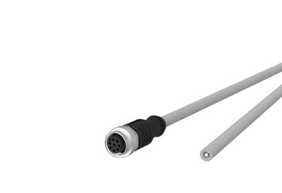 M12 Sensor-/Aktorleitung, A-kodiert, 10,0 m, M12 Buchse gerade - freies Leitungsende, ungeschirmt, 8-polig, PVC