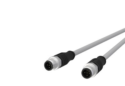 M12 Sensor-/Aktorleitung, A-kodiert, 1,0 m, M12 Stecker gerade - M12 Stecker gerade, geschirmt, 5-polig, PVC-C