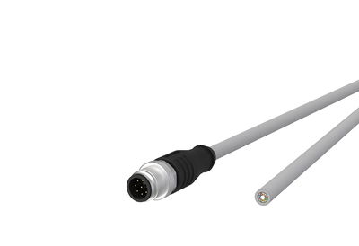 M12 Sensor-/Aktorleitung, A-kodiert, 1,0 m, M12 Stecker gerade - freies Leitungsende, geschirmt, 8-polig, PVC-C