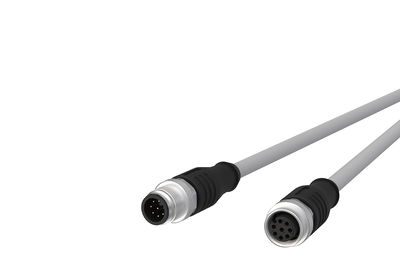 M12 Sensor-/Aktorleitung, A-kodiert, 10,0 m, M12 Stecker gerade - M12 Buchse gerade, geschirmt, 8-polig, PVC-C