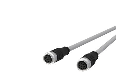 M12 Sensor-/Aktorleitung, A-kodiert, 2,0 m, M12 Buchse gerade - M12 Buchse gerade, geschirmt, 8-polig, PVC-C