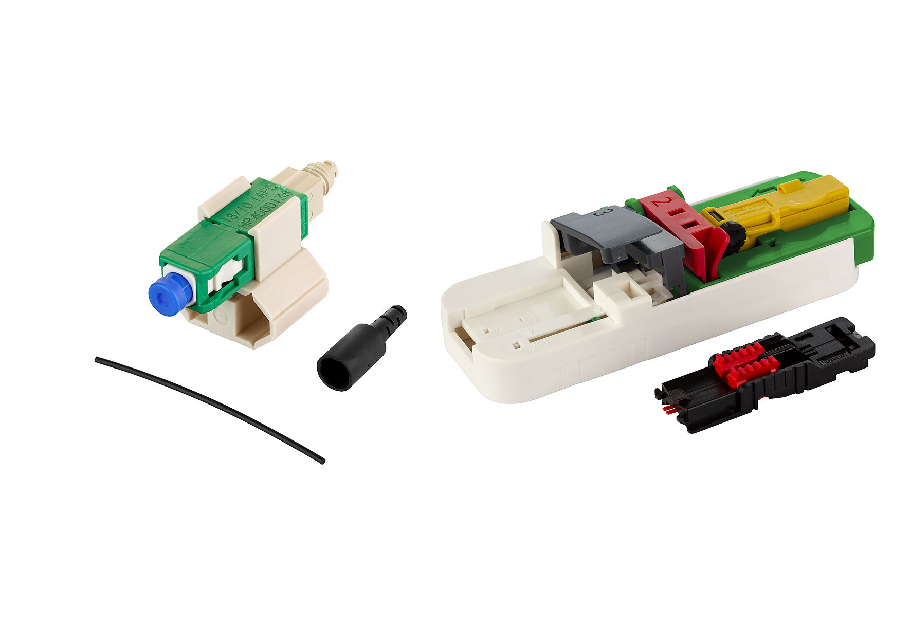OpDAT FASTTM Hybrid Steckerbausatz SC APC OS2 20 Stück für Adern inkl. Werkzeug