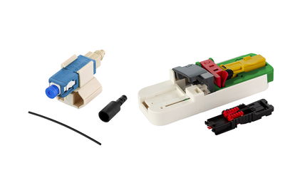 OpDAT FASTTM Hybrid Steckerbausatz SC UPC OS2 20 Stück für Adern inkl. Werkzeug
