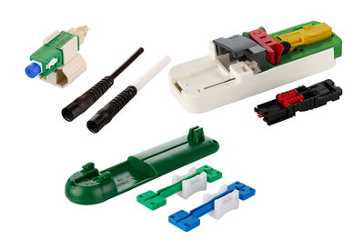OpDAT FASTTM Hybrid Steckerbausatz SC APC OS2 20 Stück für Kabel inkl. Werkzeug