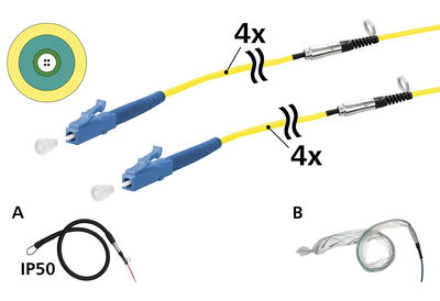 OpDAT VIK Universalkabel 4xOS2, LC-LC, 40 m, einseitige Einziehhilfe IP50, Klasse Cca
