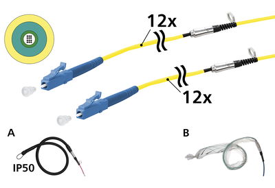 OpDAT VIK Universalkabel 12xOS2, LC-LC, 30 m, einseitige Einziehhilfe IP50, Klasse Cca