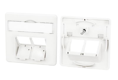 Zentralplatte 50 x 50 mm 2 Port, reinweiß, E-DAT C6